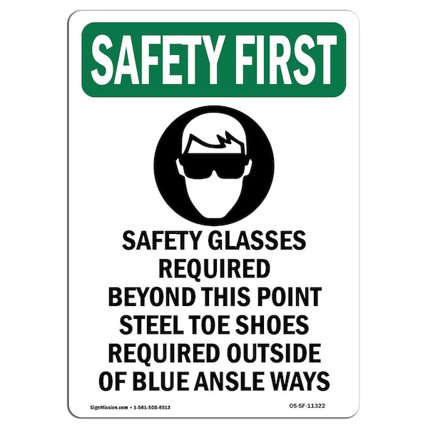 OSHA, Glasses Required, 5in X 3.5in, 10PK, 3.5" W, 5" H, Portrait, PK10, OS-SF-D-35-V-11322-10PK